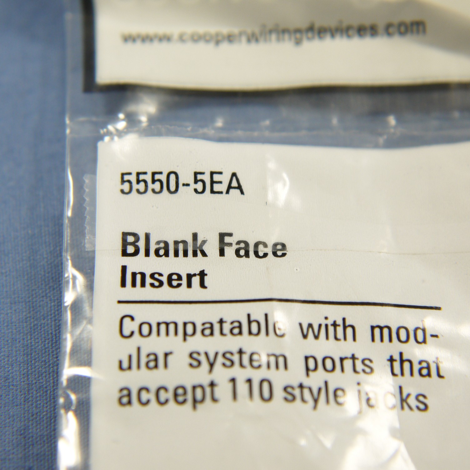 Cooper 5550-5EA Almond Solid Blank One Data Modular Port Filler Inserts 2-Pack