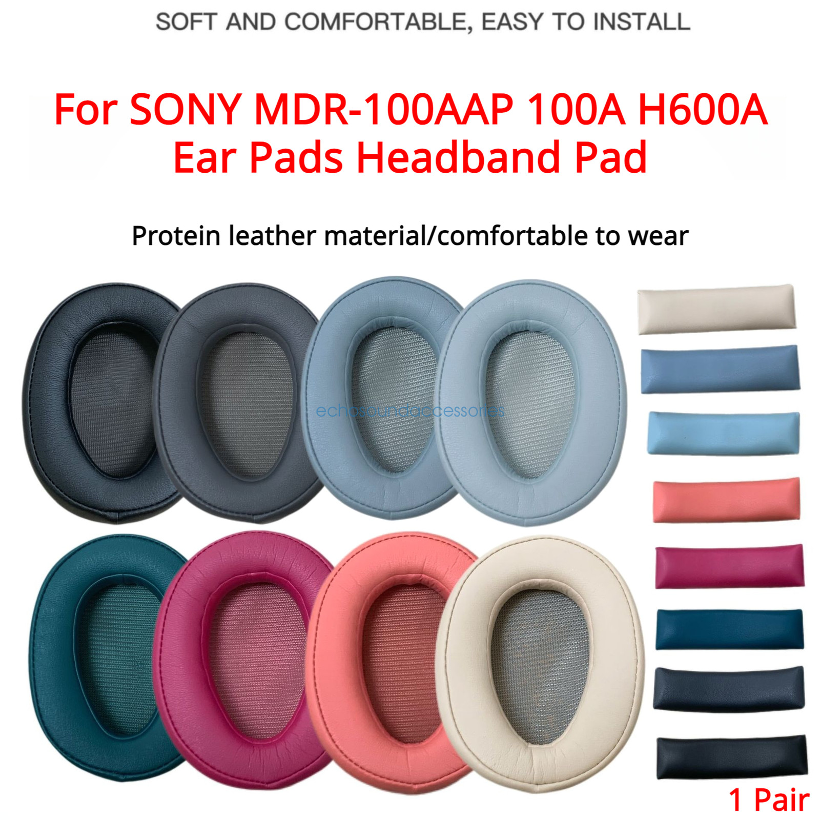 Replacement Ear Pads Headband Pad for SONY MDR-100AAP 100A H600A Headphones