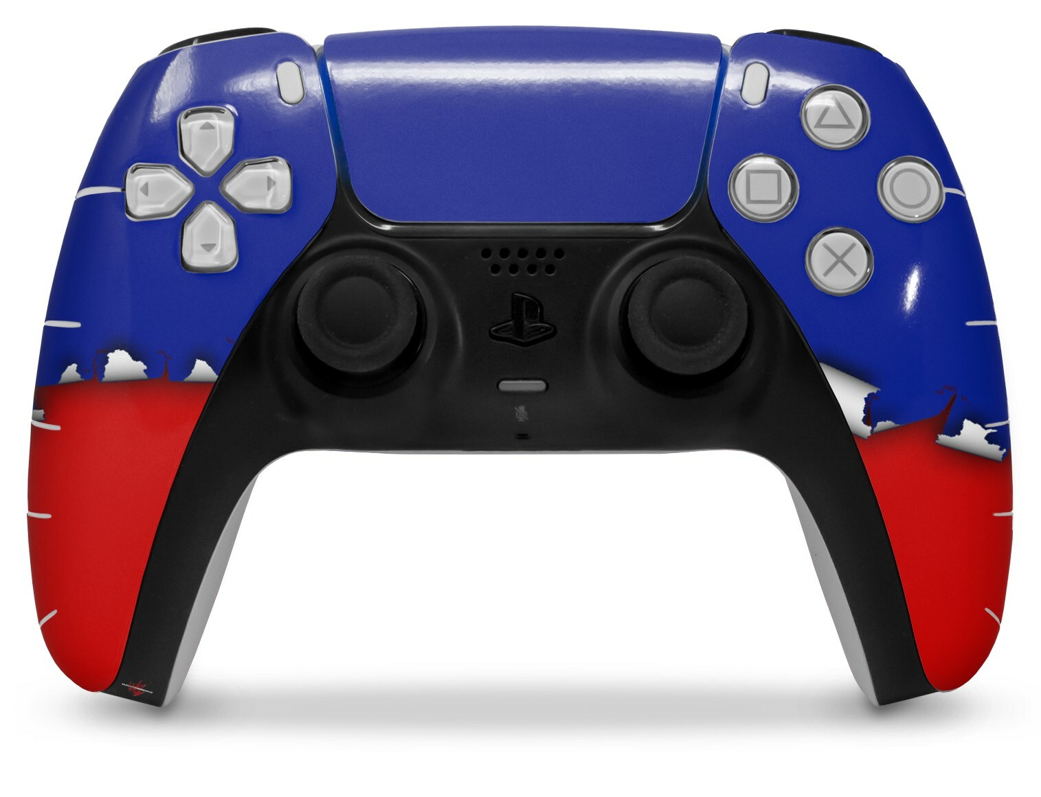 Skin Sony PS5 Controller Ripped Colors Blue Red