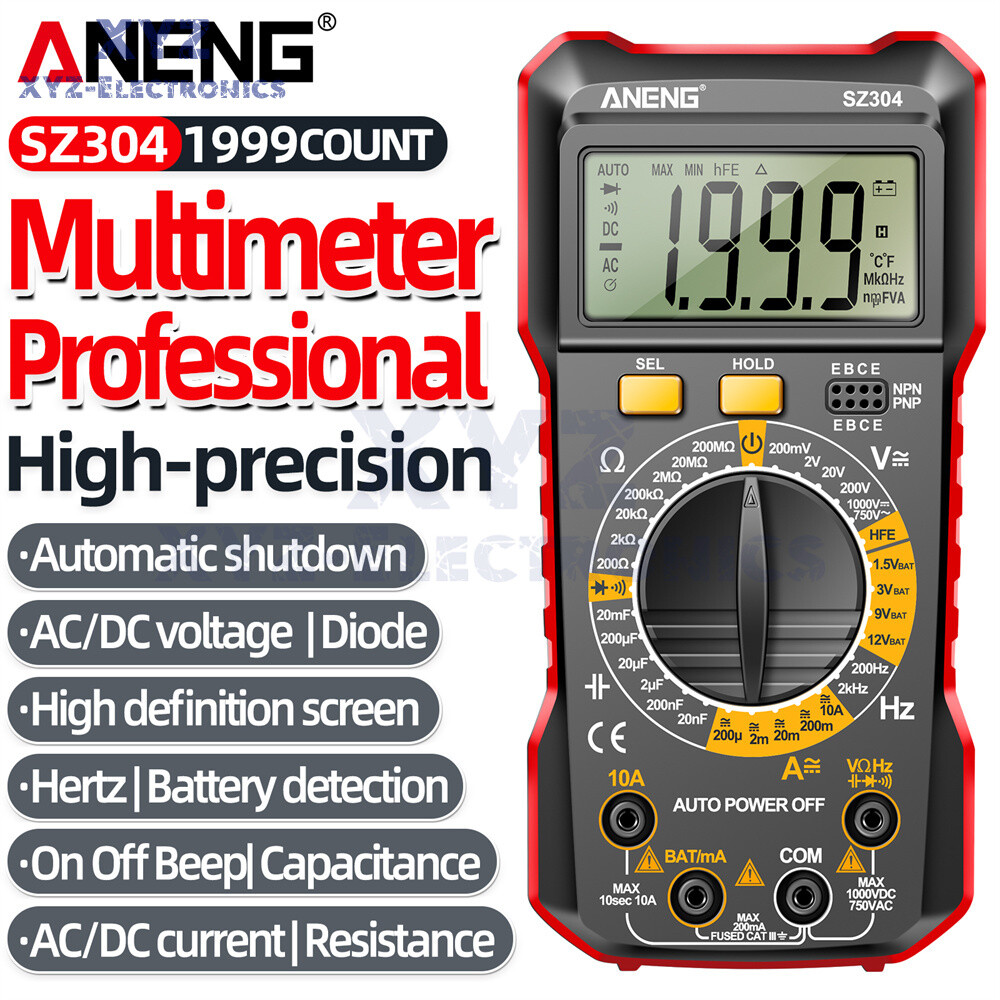 ANENG SZ304 SZ305 Backlight Digital Multimeter NCV AC/DC Votage Current Ohm Test