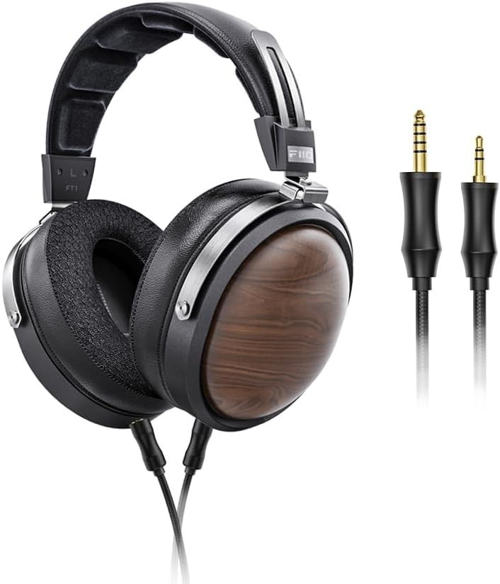 FiiO FT1 32Ω Large Dynamic Driver Headphones with Solid Wood Cups (Black)