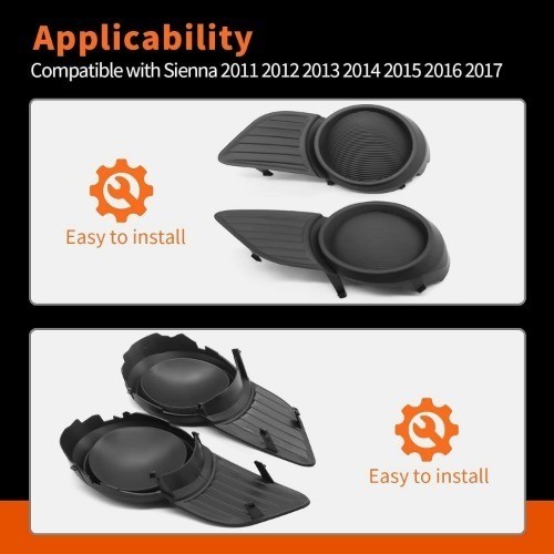 2Pcs Driver and Passenger Side Fog Light Covers Compatible with 2011-2017 Sienna