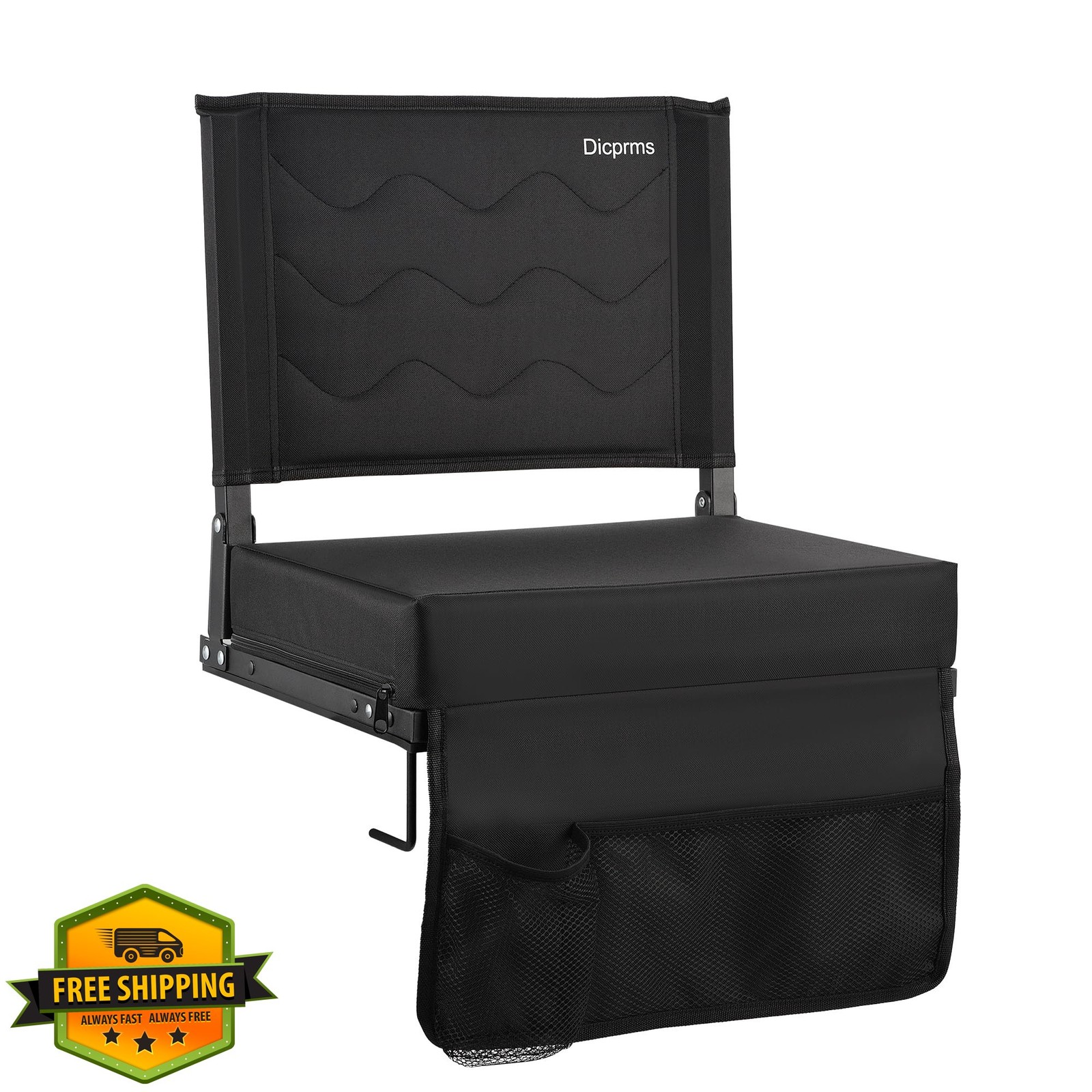 Dicprms Padded Bleacher Seat w/ Back Support Portable Folding Chair