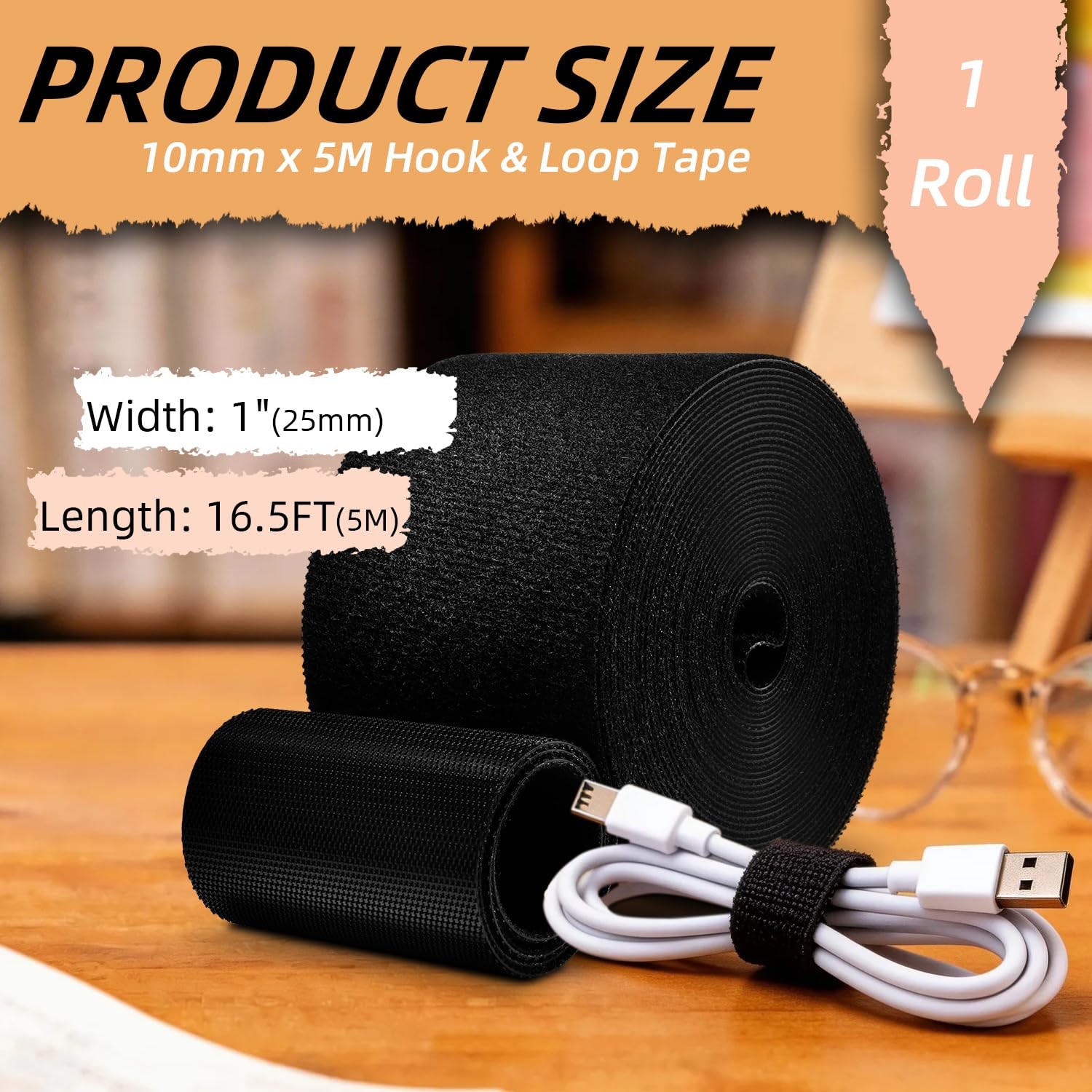 ManTangSun Hook Loop Tape 2"x16.5ft Black