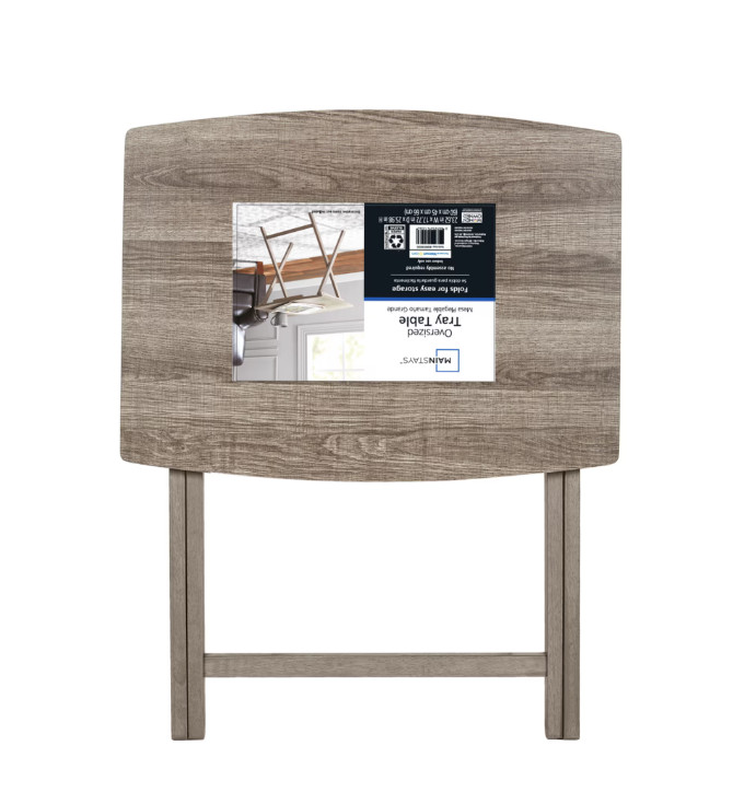 XL Oversized Rubberwood Folding TV Tray Table Rustic Gray Heavy Duty