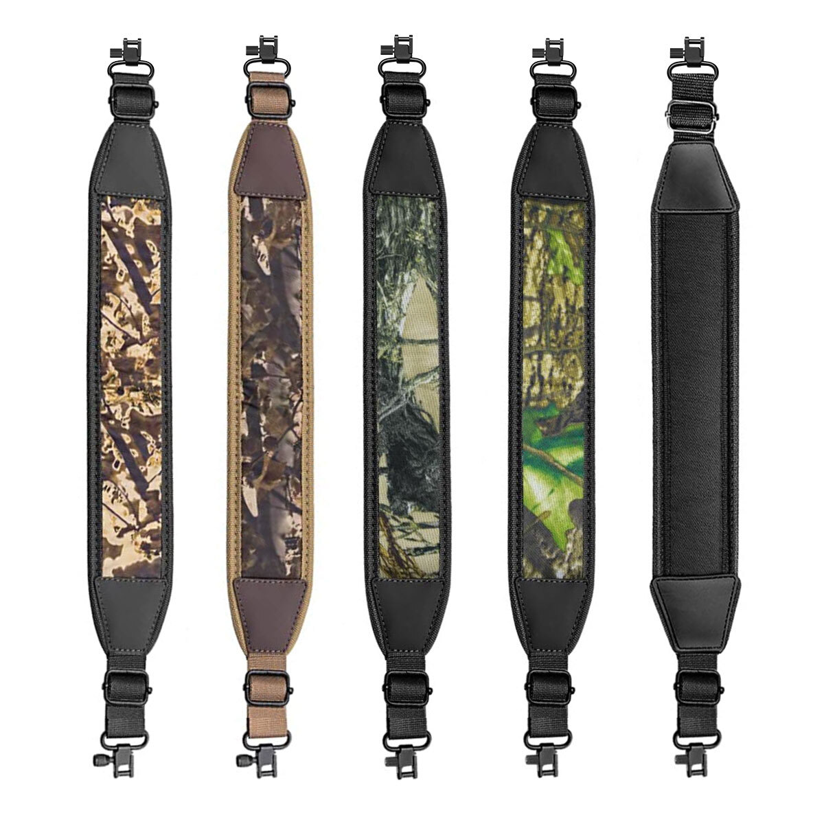 Camouflage Two Point Rifle Gun Sling w/ Swivels Adjustable Shoulder Padded Strap