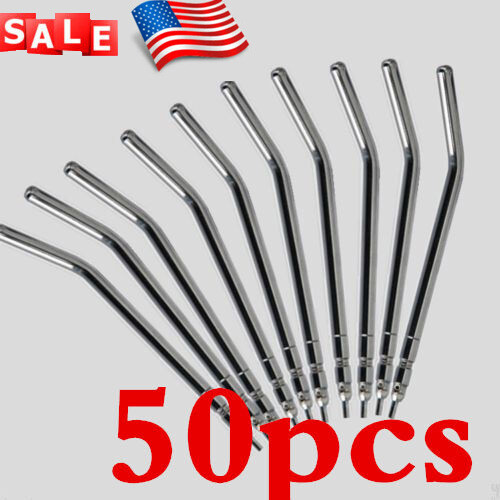 50* Dental Metal Spray Nozzles Tubes Tips for 3-Way Air Water Triple Syringe USA