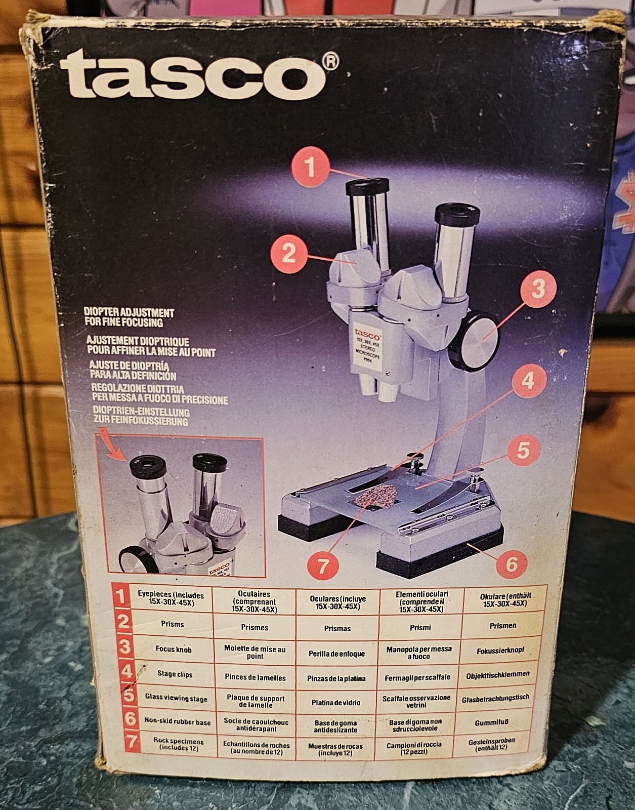Vtg. Tasco Stereo Microscope 15x-30x-45x w/All Accessories + Instructions VG+