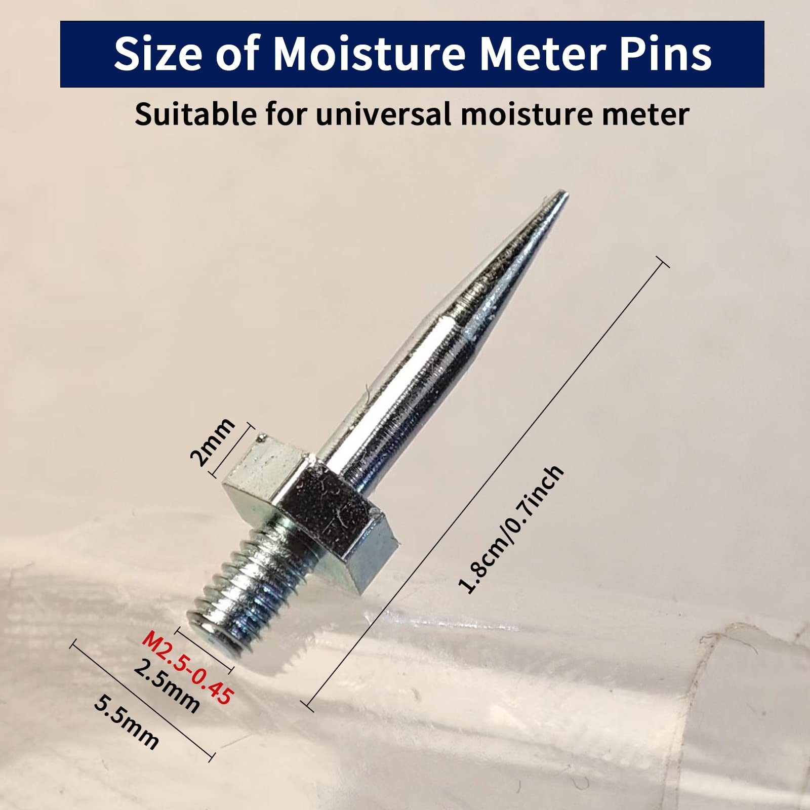 10 Pieces Replacement Pins for Moisture Meter M2.5-0.45 Pin Thread Moisture...