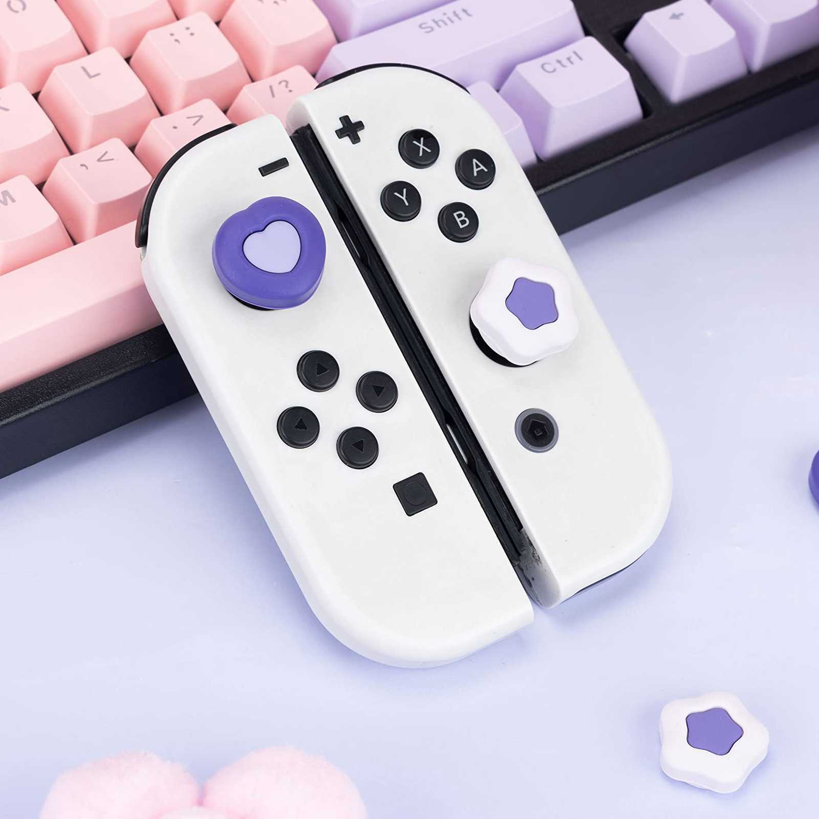 GeekShare Silicone Thumb Grip Caps for Nintendo Switch /OLED/Lite Wing Star Dark