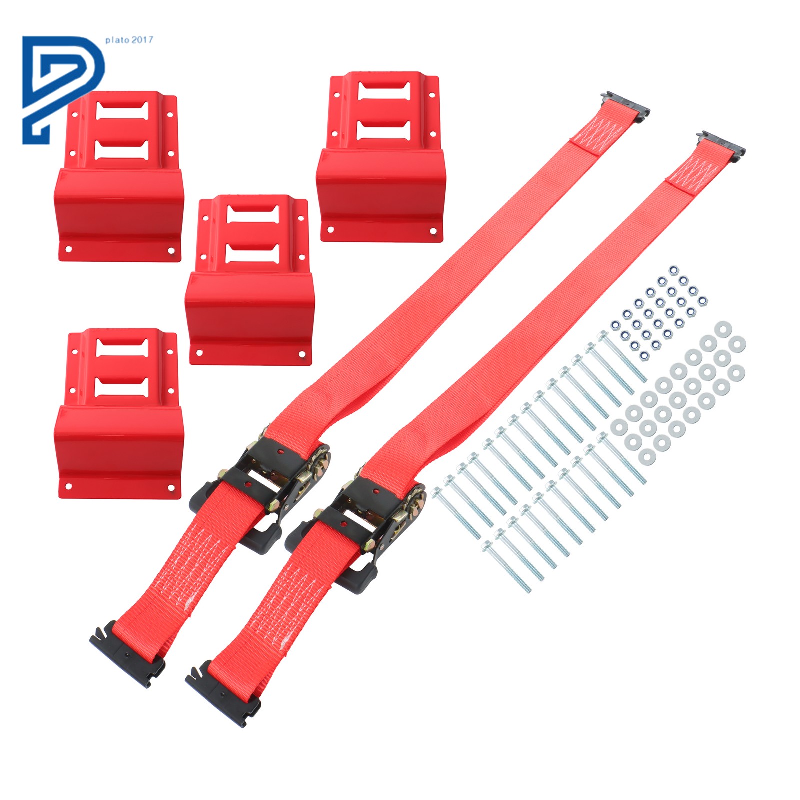 Tie Down Kit 2 pcs Heavy Duty Trailer Tire Ratchet Straps 4 pcs Wheel Chocks