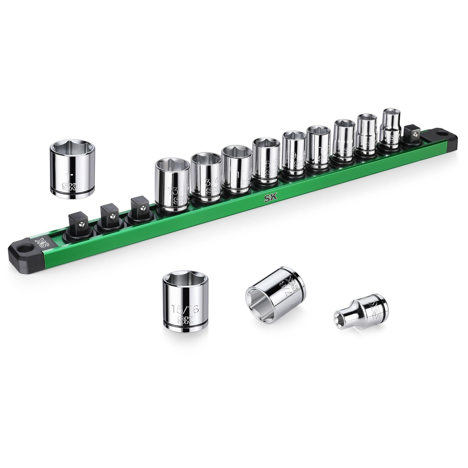 SK 3/8" Drive Socket Set, SAE Sockets, 13-Piece, 1/4" to 1", One Size