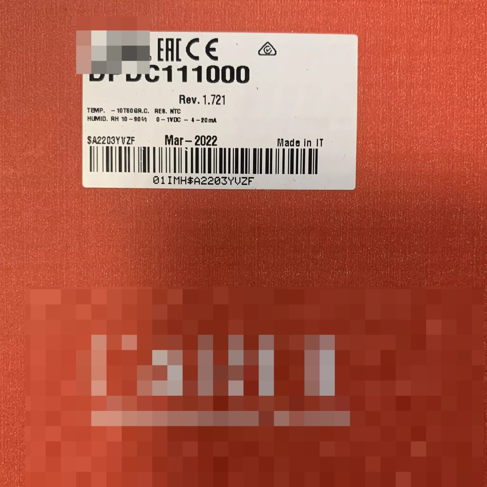 NEW CAREL Temperature & Humidity Sensors DPDC111000