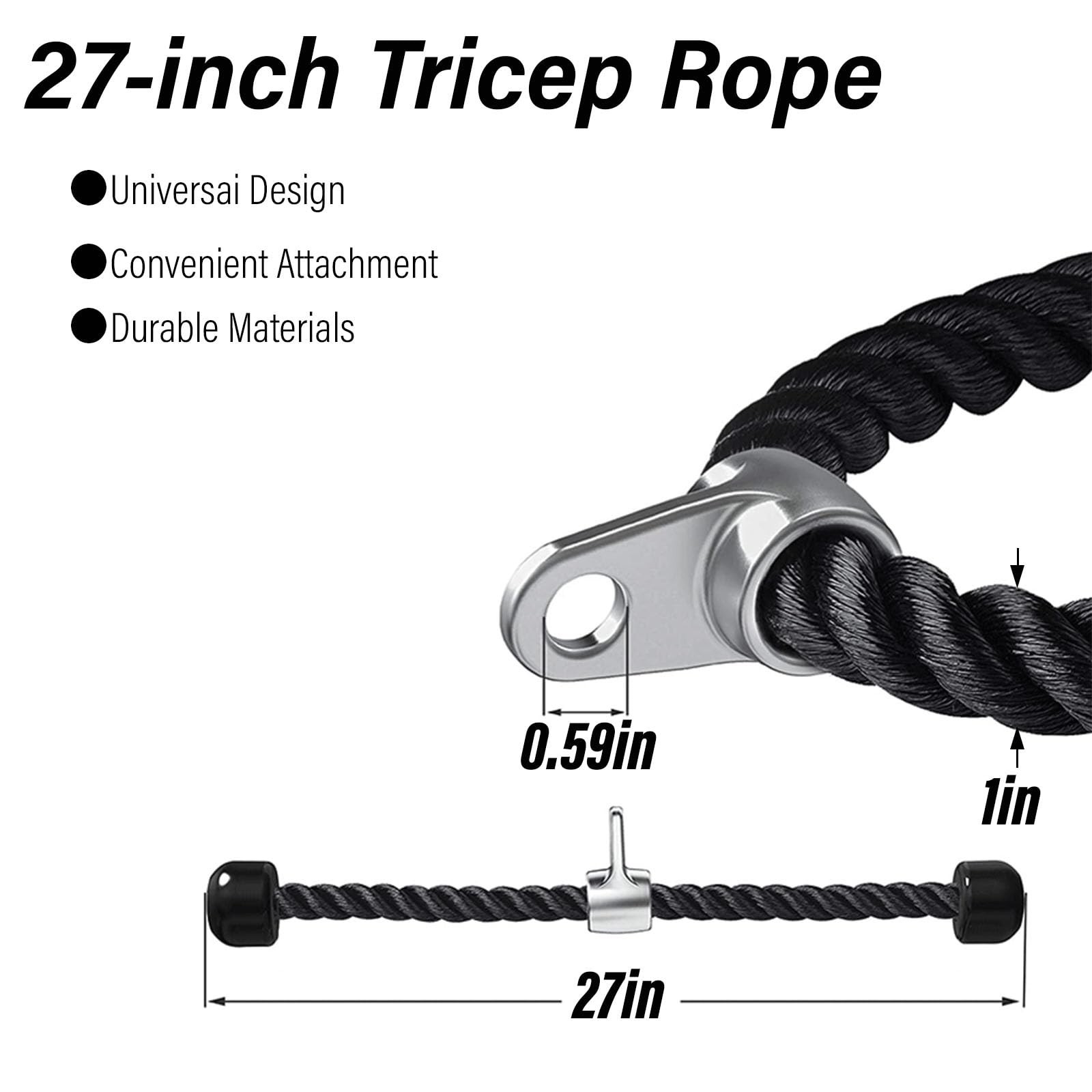 27 inches Tricep Rope, Tricep Pull Down Rope for Cable Machine, Cable Attachm...