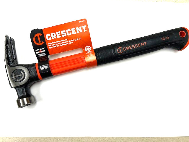 16 OZ FIBERGLASS GENERAL PURPOSE HAMMER 70% LESS VIBRATION CRESCENT CHFGP16