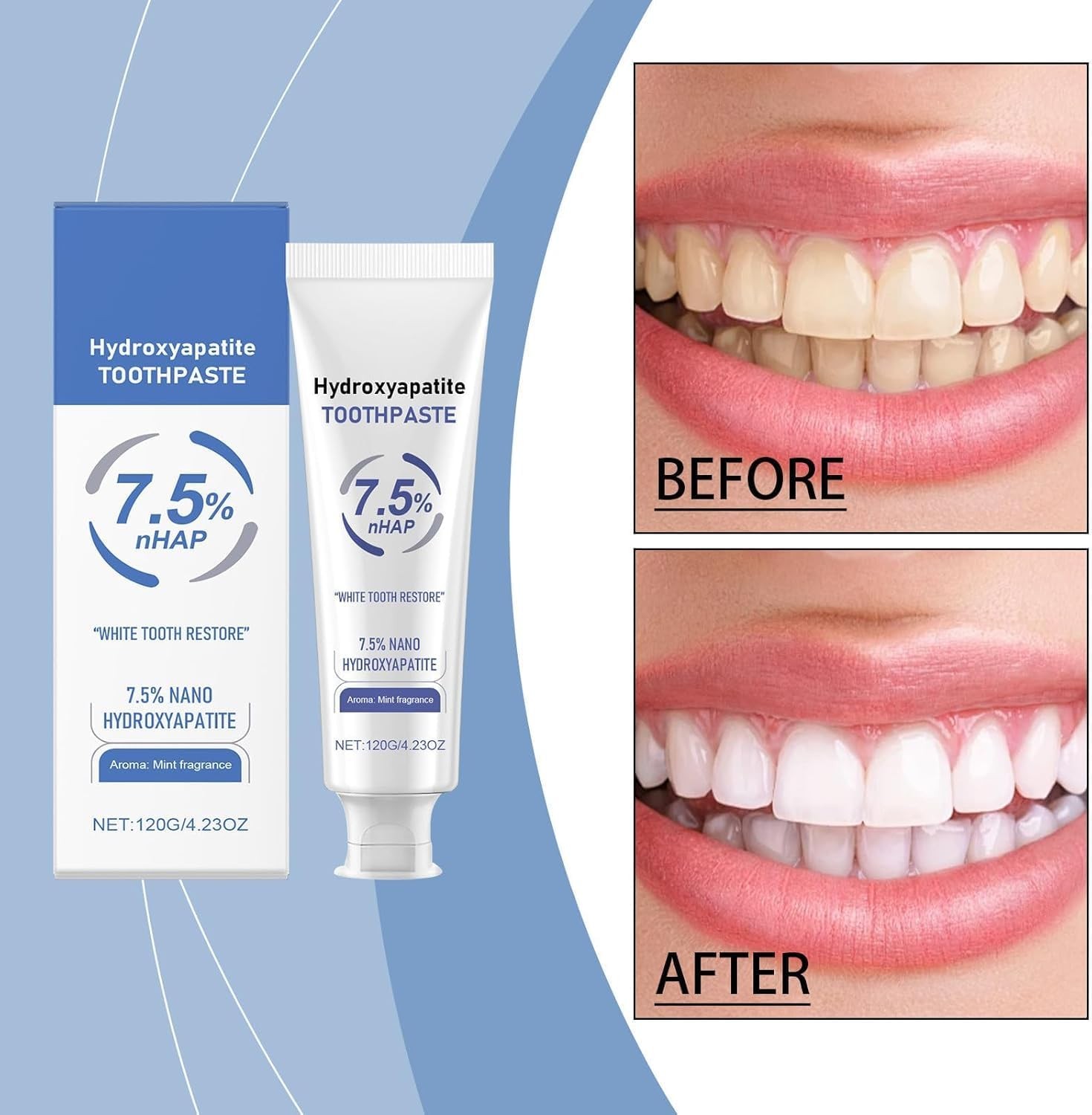 Hydroxyapatitetoothpastes,7.5% Hydroxyapatite Toothpaste,For Enamel Protection a