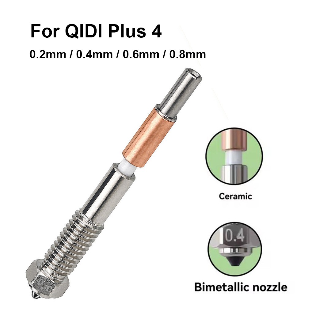 For QIDI Plus 4 Nozzle Bimetallic Ceramic Insulation Integrated 0.2mm-0.8mm