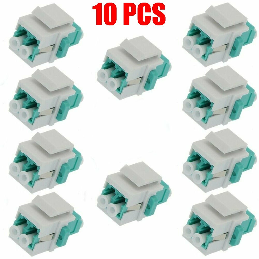 10x LC/UPC Keystone Jack OM4 Duplex Multi Mode Fiber Optical Insert Coupler Aqua