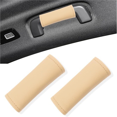 2PCS Beige Leather Interior Car Door Handle Protectors, Universal Color: Beige