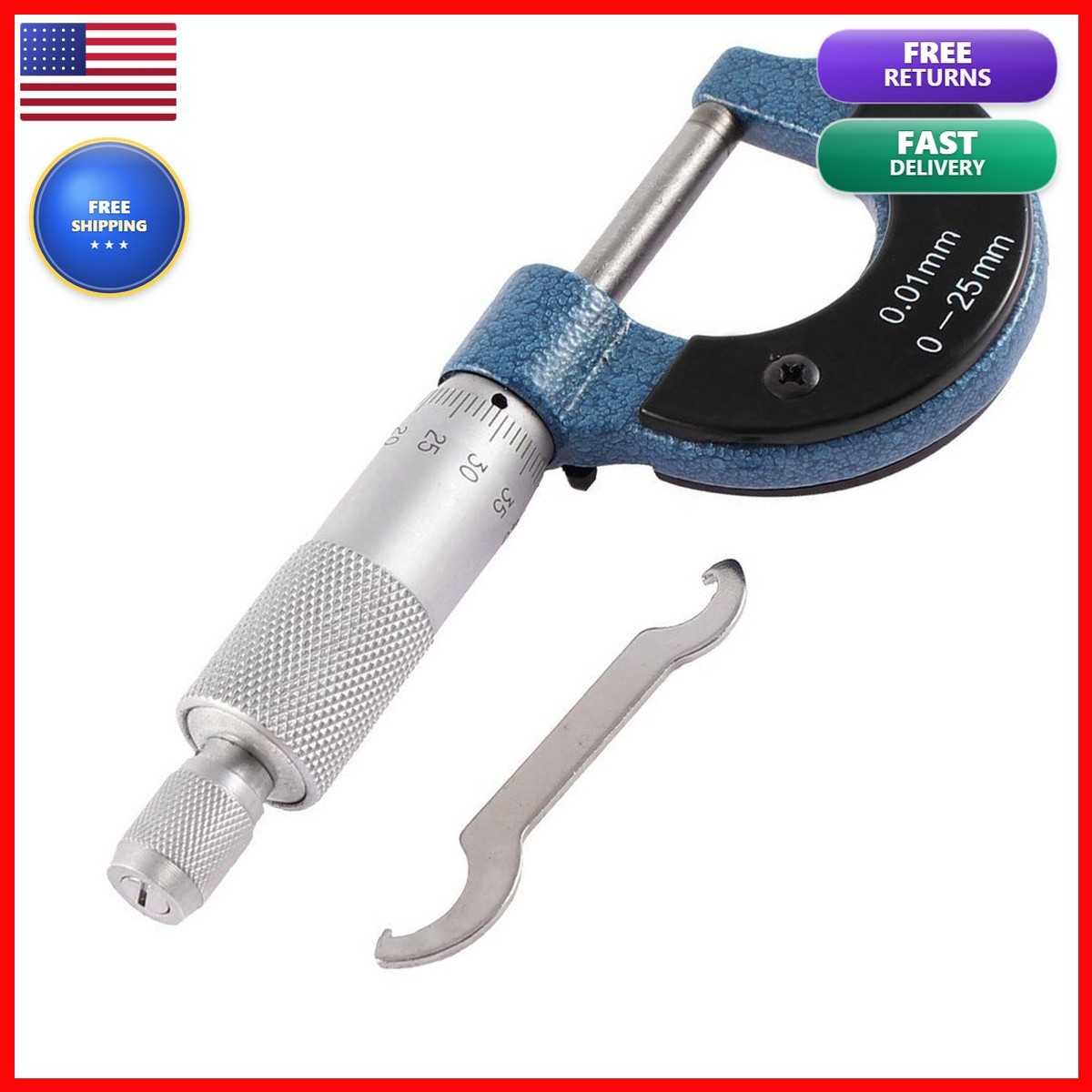 Rannb Outside Micrometer 0-25mm 0.01mm Graduation