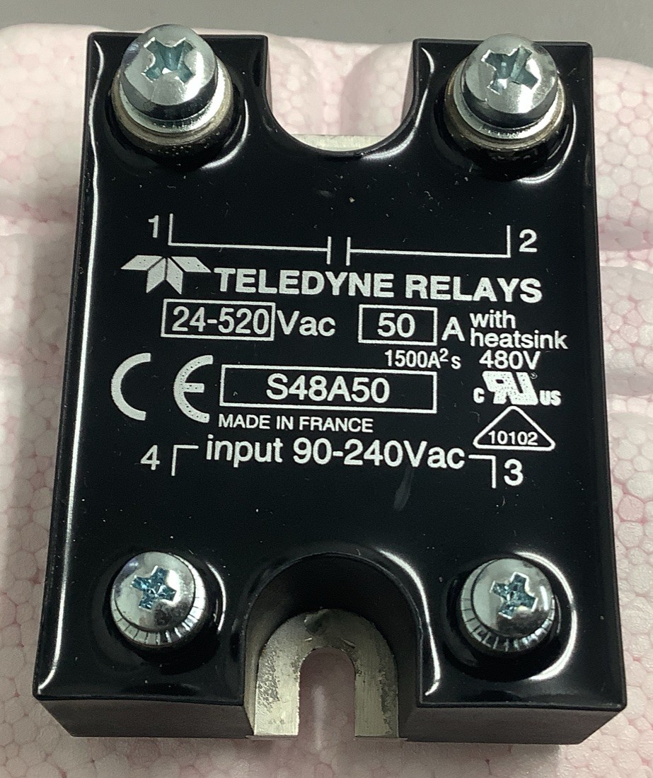 Teledyne Solid State Relay S48A50, 90-240VAC In, 50A 24-520 VAC Out (b201)
