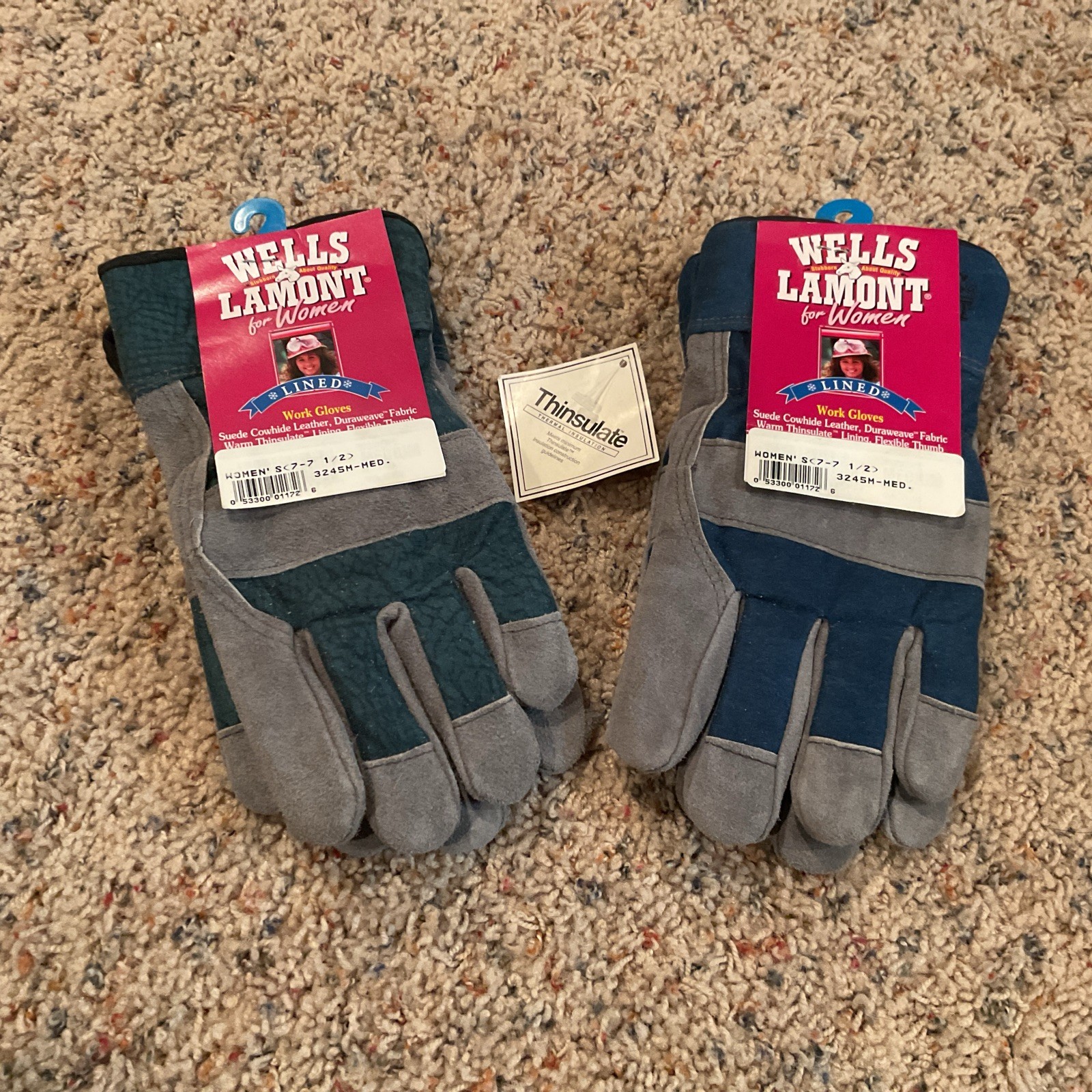 Wells Lamont For Women Lined Work Gloves Thinsulate  NWT Medium Blue & Green