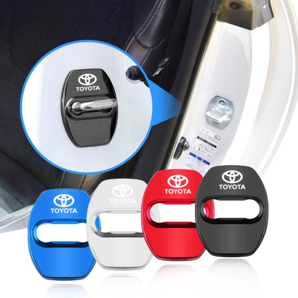4Pcs Car Door Lock Cover Protective Buckle Cap for Toyota Yaris Hilux Prius Auri