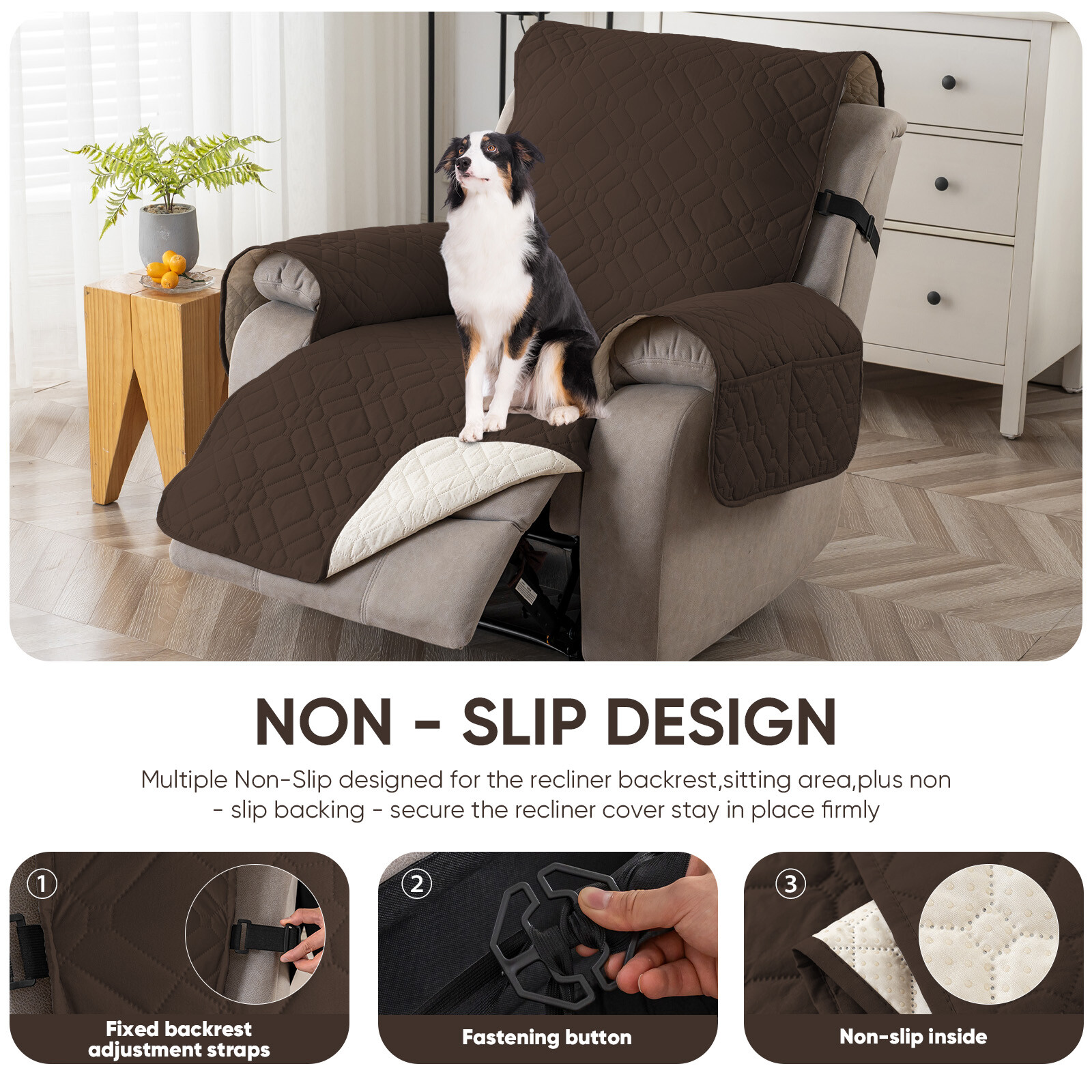 100% Waterproof Non Slip Recliner Chair Cover Slipcover Recliner Chair 23inch