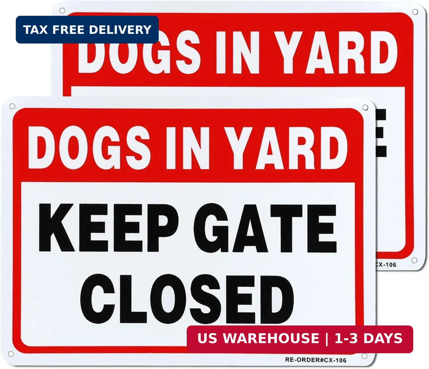 MUXYH Keep Gate Closed, Dogs in Yard Sign 2 Pack, 10" x 7" .40 Rust Free Heavy D