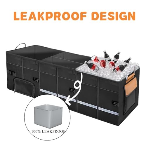 Car Trunk Organizer and Storage with Separate Compartment for 1 Pair of Black