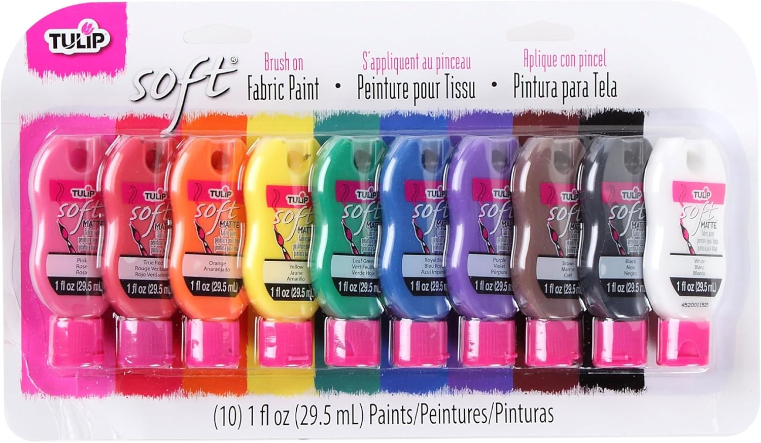 Soft Fabric Paint Permanent Fabric Paint Clothes Rainbow Colors 10 Pack 1 fl oz