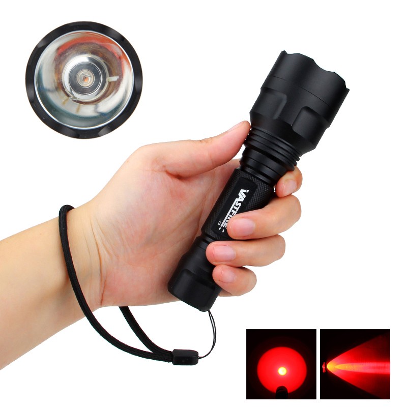 Hunting Mounted Red Light LED Flashlight Torch with 2in1 Scope Mount 20mm Rail