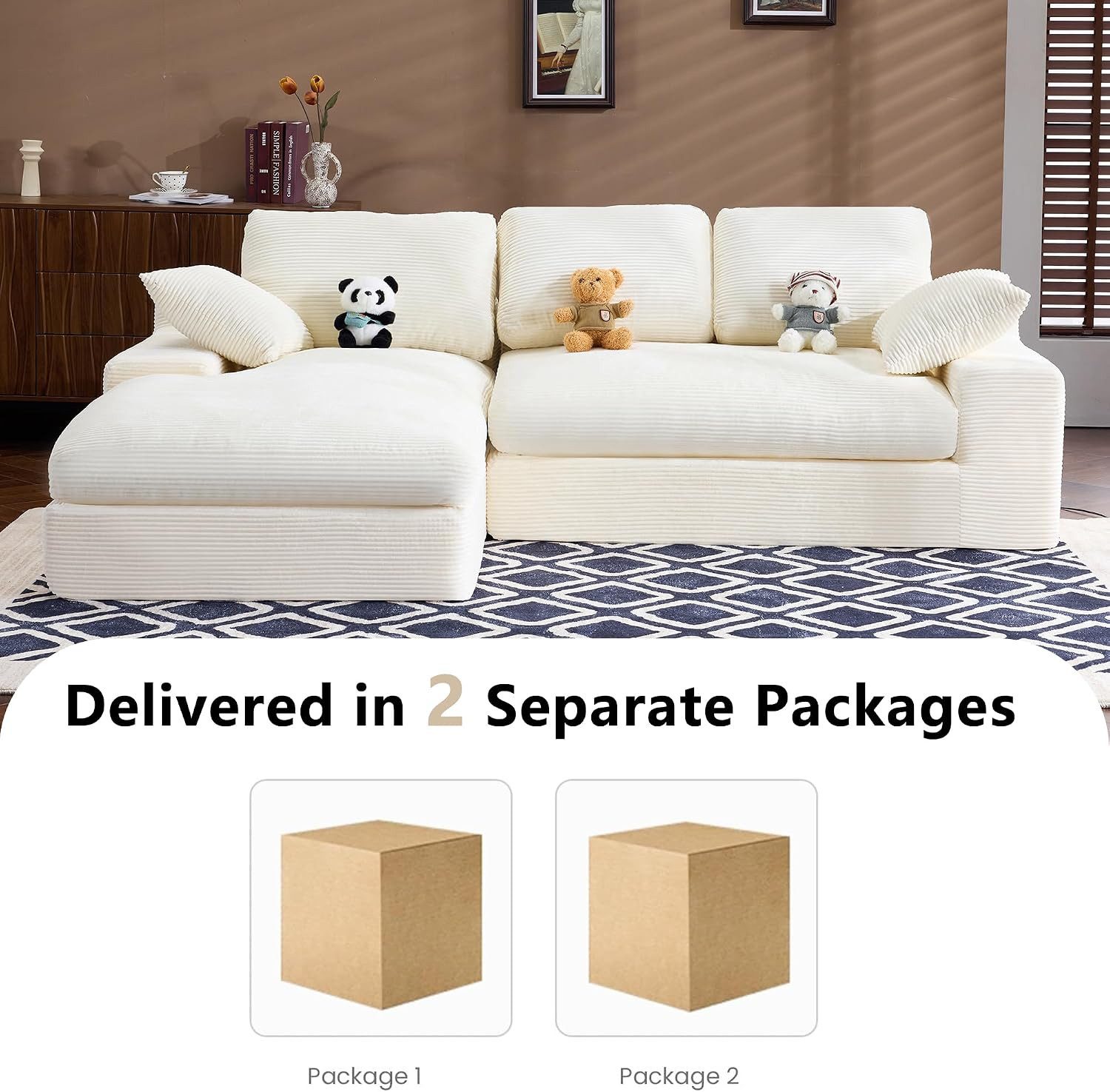 98.4" Modular Sectional Couch with Chaise, L-Shaped Modern Upholstered Sofa with