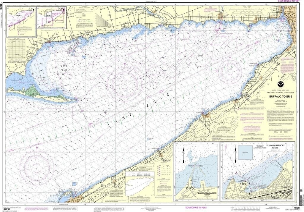 NOAA Nautical Chart 14838: Buffalo to Erie;Dunkirk;Barcelone Harbor