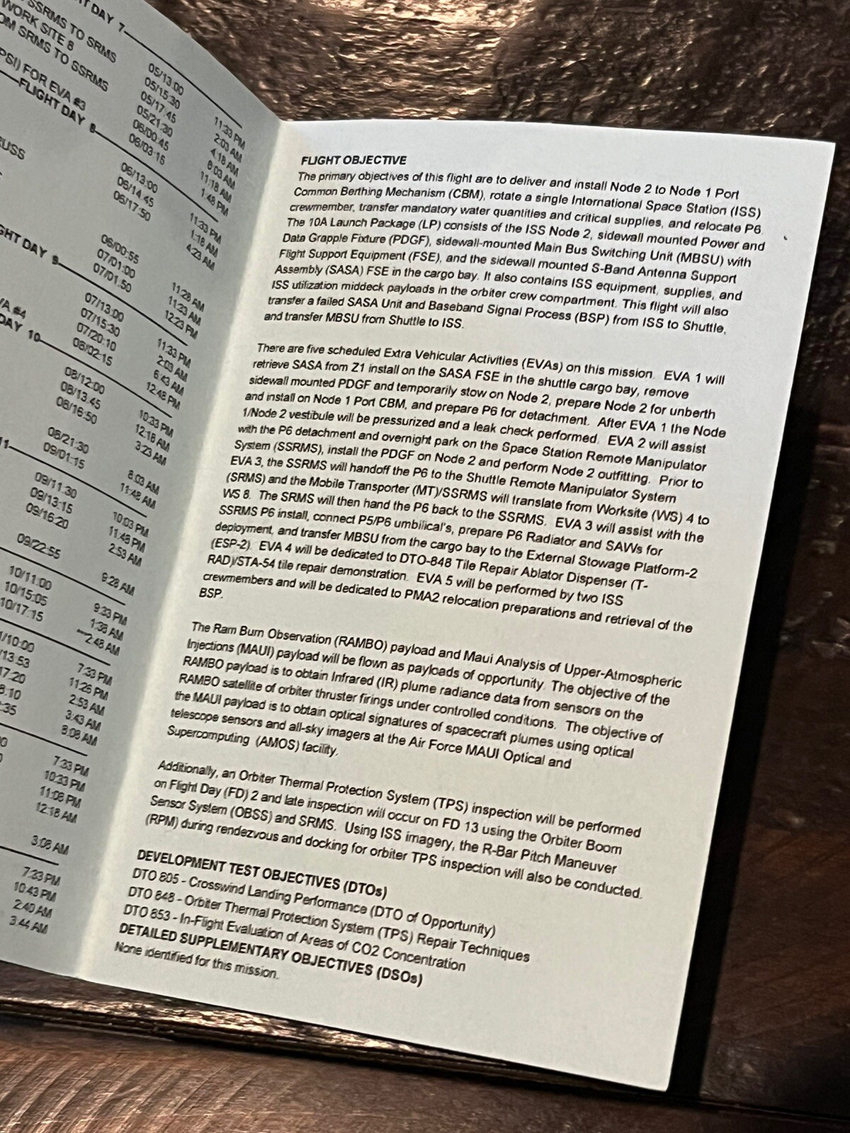 NASA STS-120 OV-103 Space Shuttle Discovery October 2007 Timeline & Crew Data