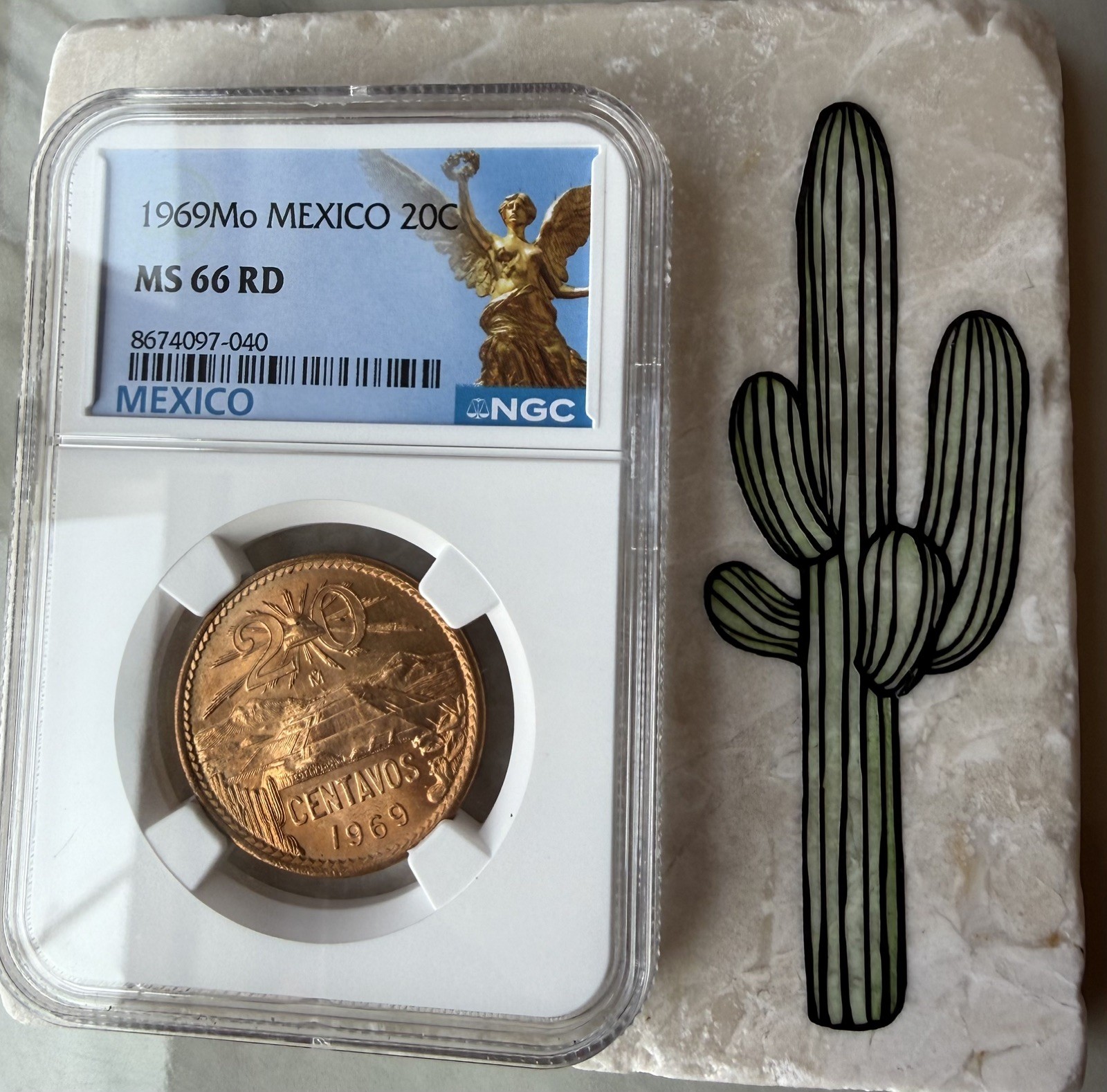 🔥 1969 Mo Mexico 20 Centavos MS66 RD 🔥