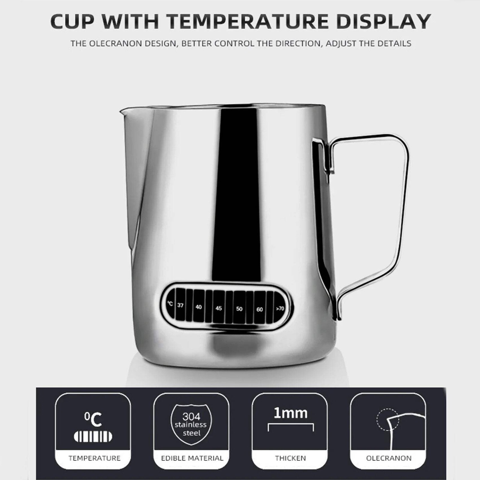 600ML Stainless Steel Milk Frothing Pitcher Silver
