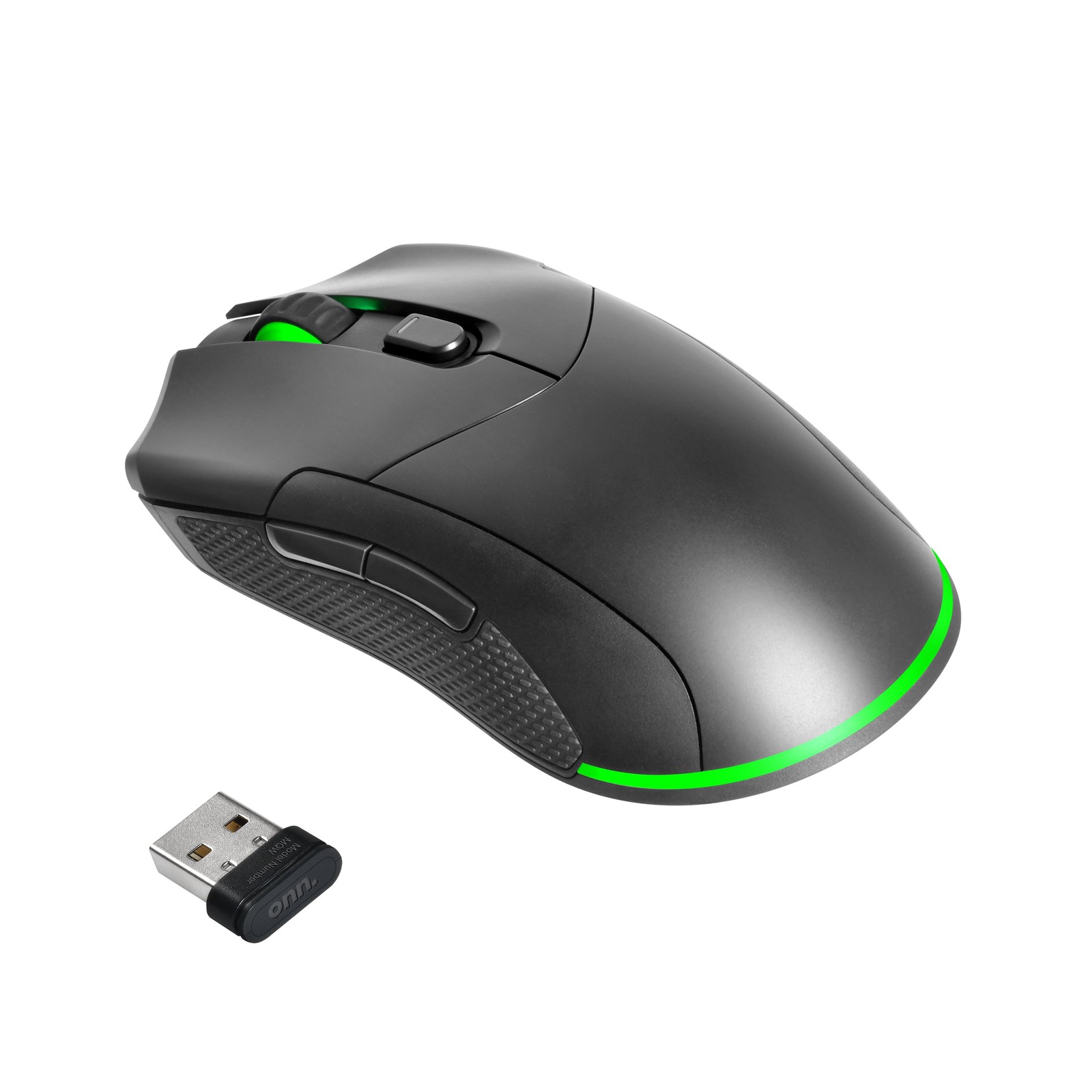 onn Rechargeable Wireless Gaming Mouse with LED Lighting, 8 Programmable Buttons