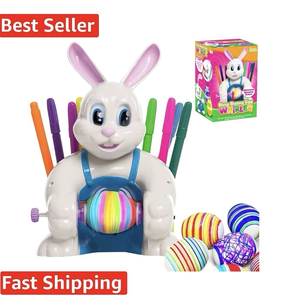 Busy Bunny Egg Whirler Decorating Kit W/ 10 Markers By Joyin NEW