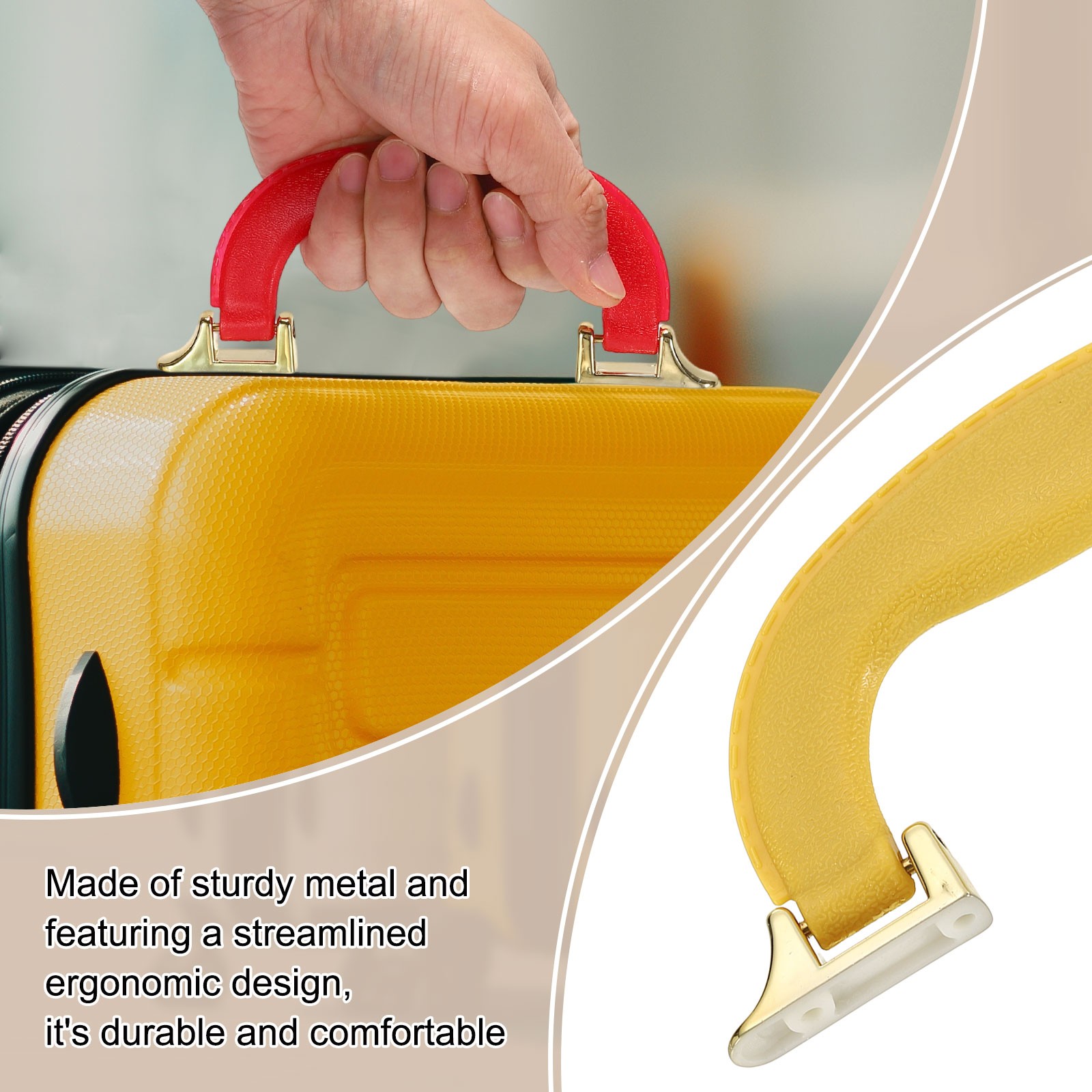 2Pcs Luggage Handle Plastic Pull Handle Grip Replacement with Screws Yellow