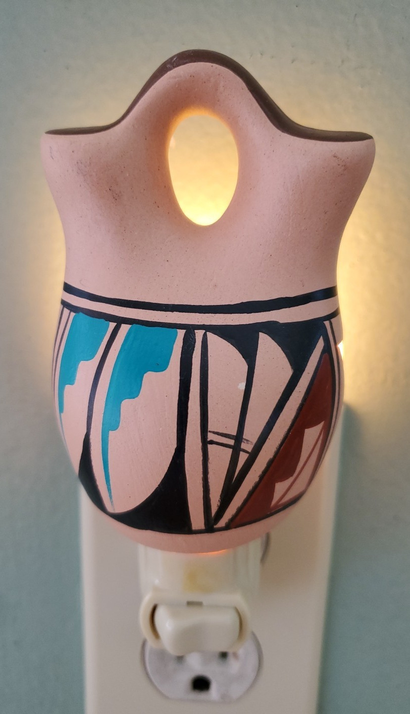 Southwestern Ceramic Night Light, Hand Painted Signed