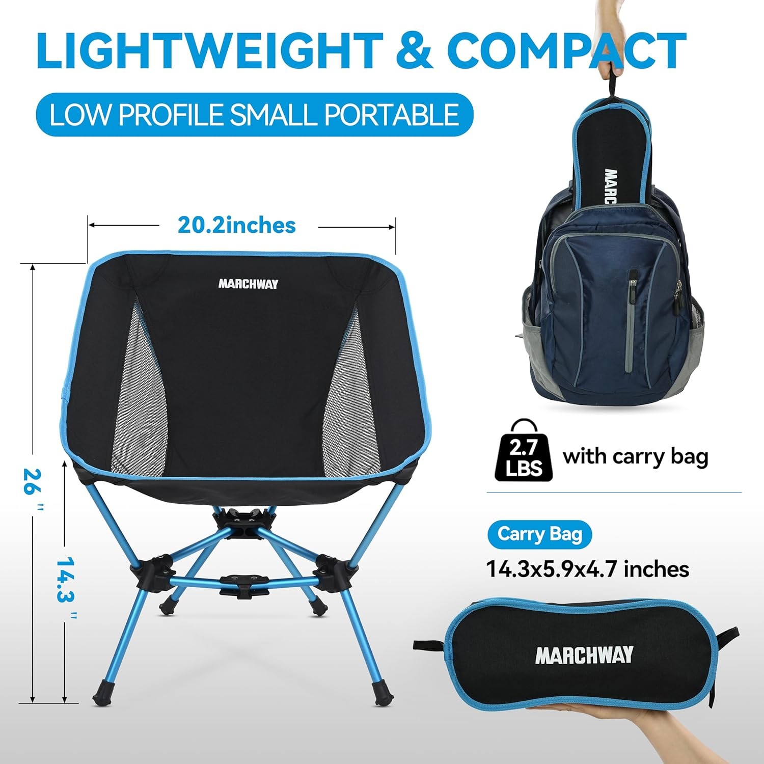 Lightweight Folding Camping Chair, Portable Foldable Compact for Outdoor Camp