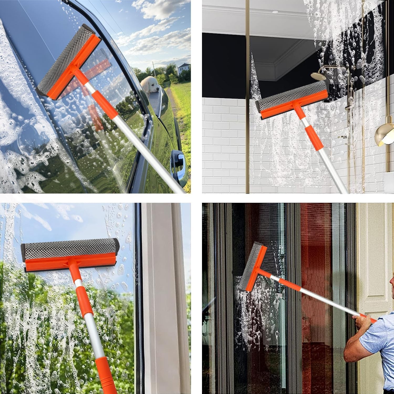 Window Squeegee For Window Cleaning With Retractable Pole Squeegee Window 20"