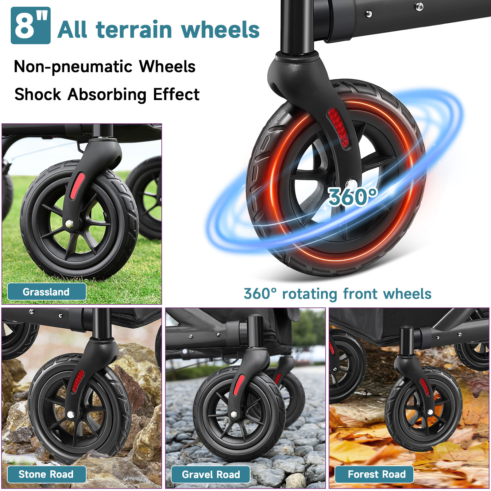 All-Terrain Rollator Walker for Seniors Rubber Wheels Foldable Lightweight 300lb