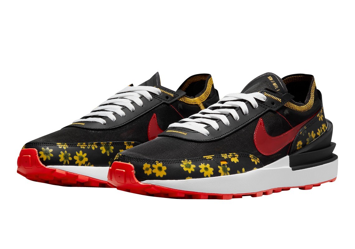 NIKE Waffle One Shoes/Sneakers Mens 10.5 Black/Habanero Sunflower NEW DQ7637