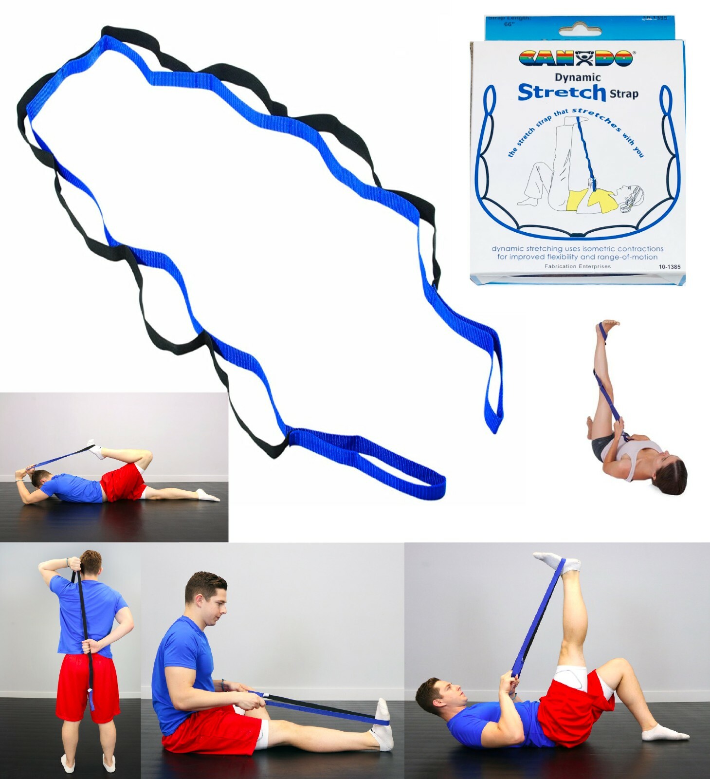 Cando Stretch Out Strap with Instructional Exercise Guide - Blue