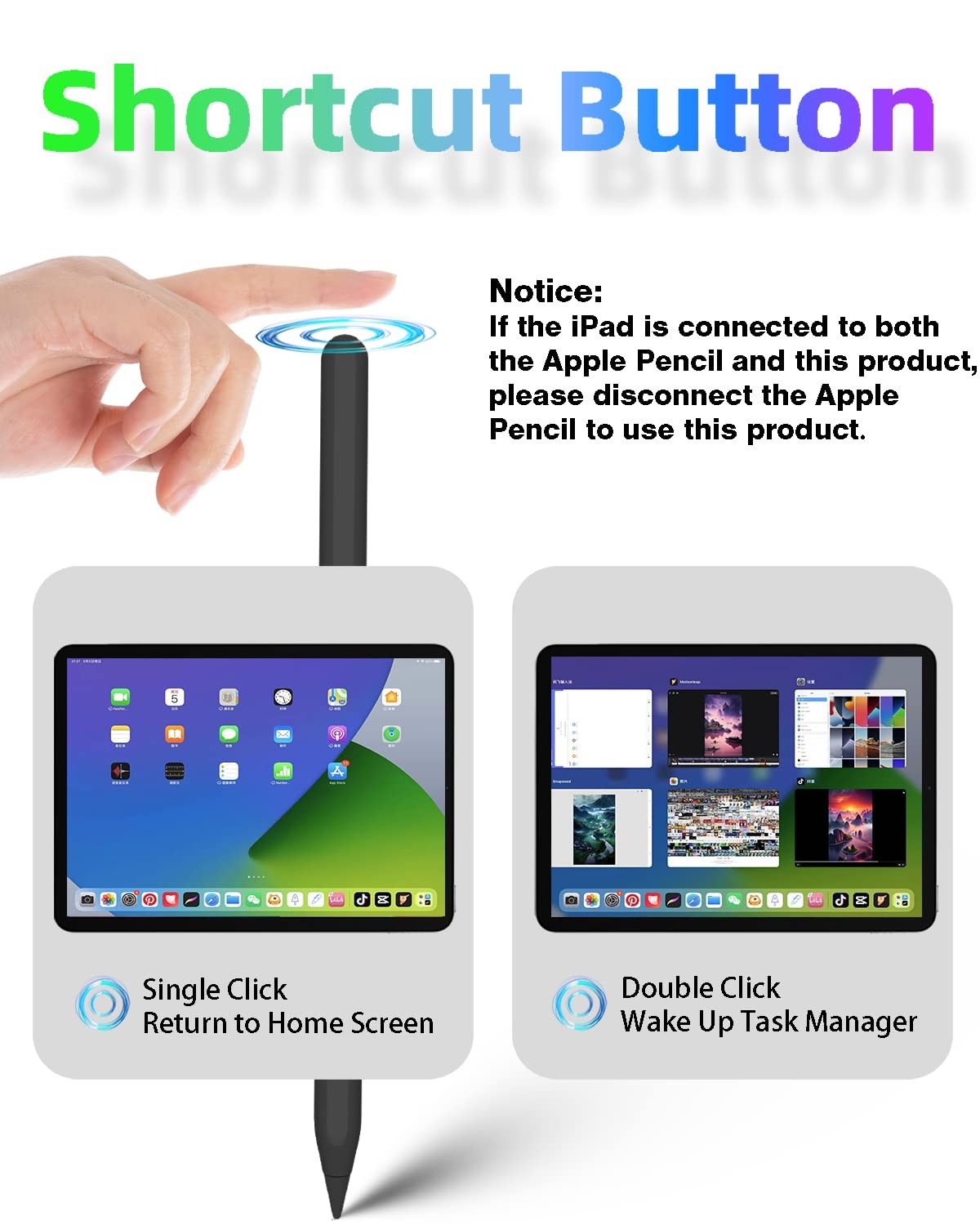 iPad Pencil 2nd Generation with Magnetic Wireless Fast Charging, Same Black