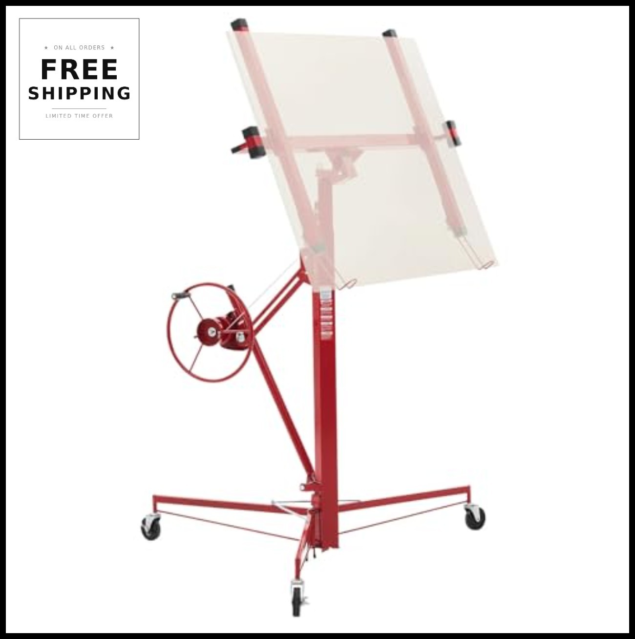 Drywall Lift 11ft 150 lbs Sheetrock Hoist Telescoping Arm Lockable Wheels