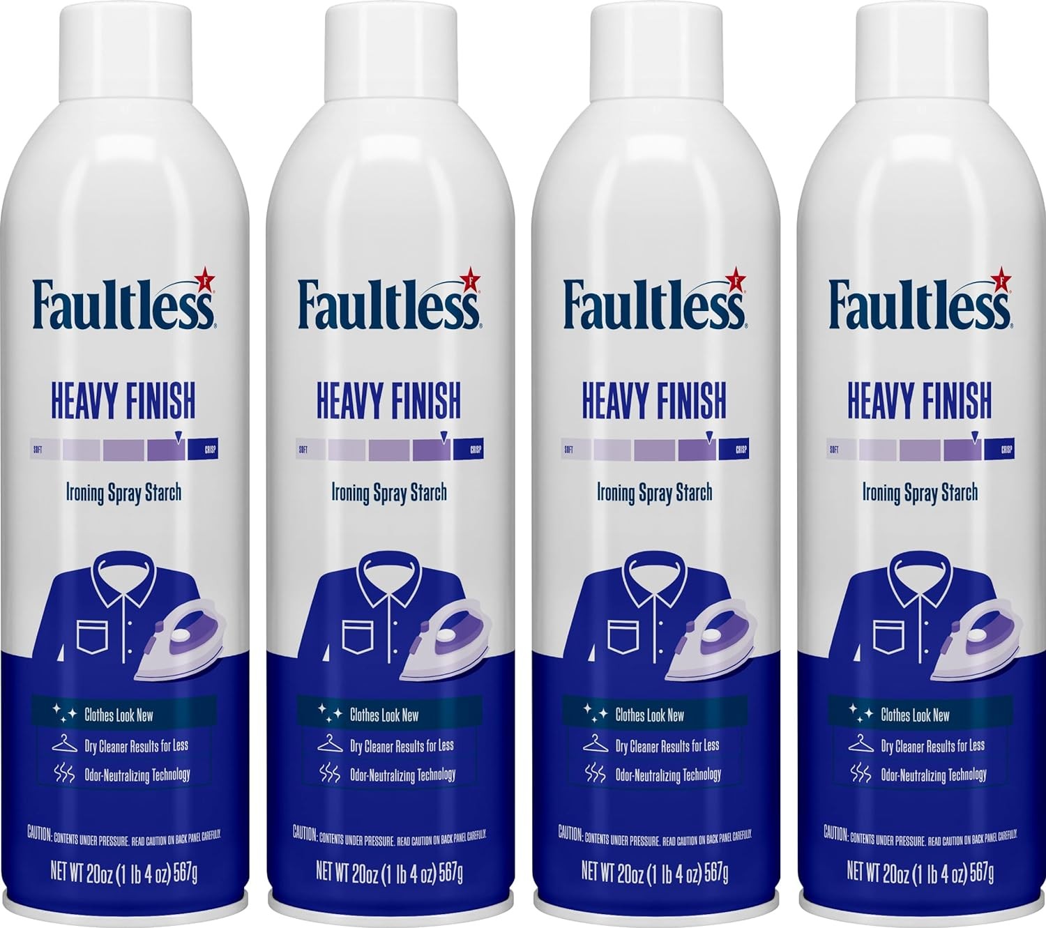 Laundry Starch Spray, Faultless Heavy 1.4 Pound (Pack of 4), White, Purple