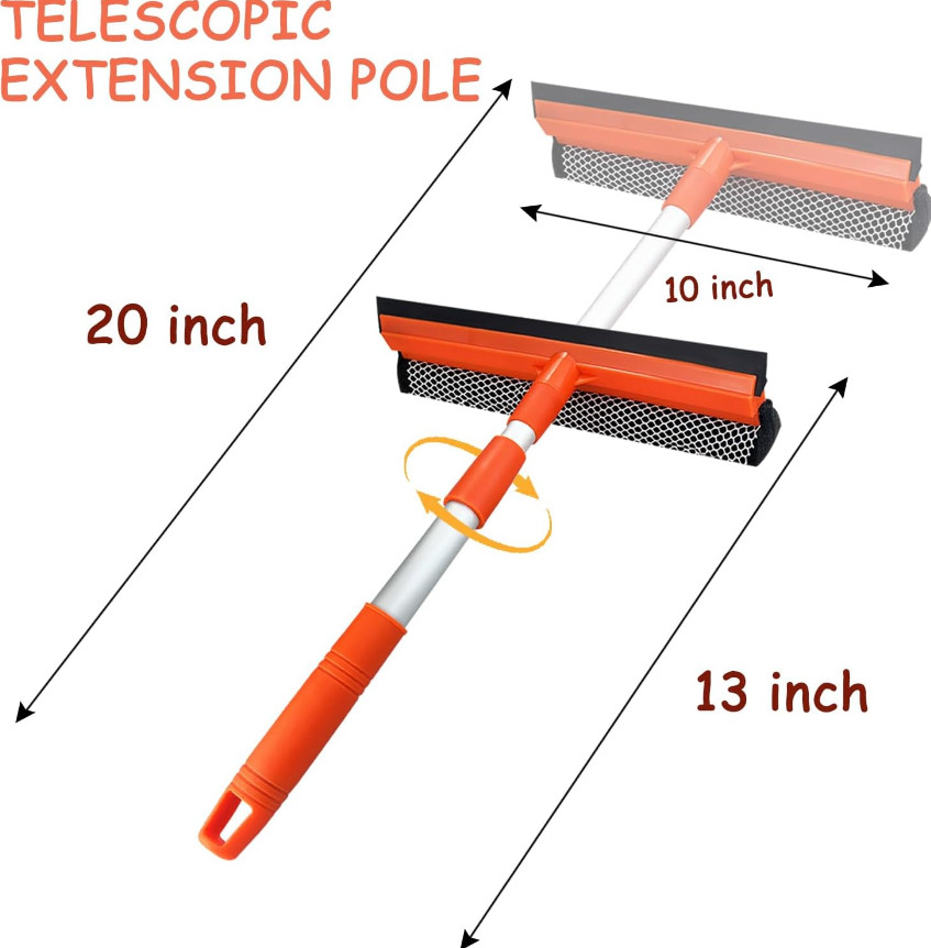 Windshield Cleaner Tool 2 in 1 Car Window Squeegee with Extendable Handle
